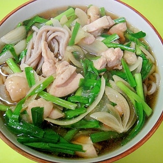 ニラと鶏のあったか蕎麦